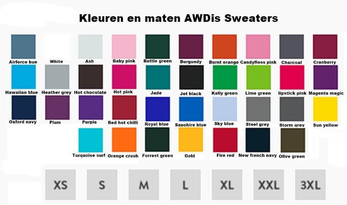 AWDis sweaters kleuren