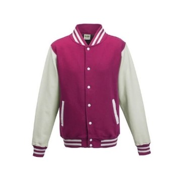 Varsity Jackets JH043 Hot pink-Arctic white.