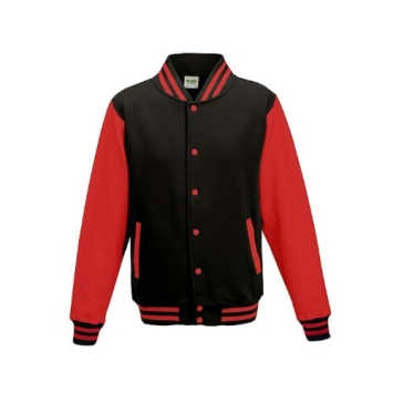 Varsity Jackets JH043 Jet black-Fire red.