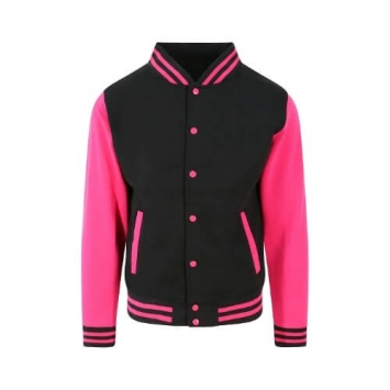 Varsity Jackets JH043 Jet black-Hot pink.