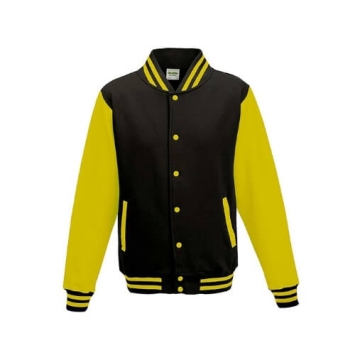 Varsity Jackets JH043 Jet black-Sun yellow.